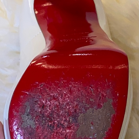 Christian Louboutin Lady peep 150 calf rare white size E38 US7.5 EUC - Picture 8 of 11